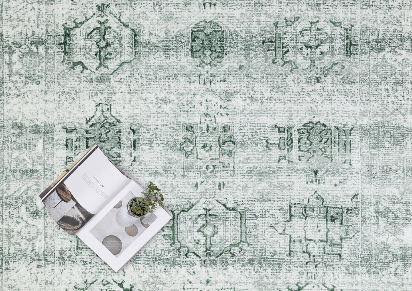 Balis Green Tribal Washable Rug
