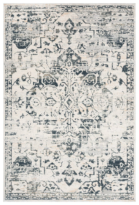 Bella Grey Ivory And Charcoal Traditional Distressed Rug