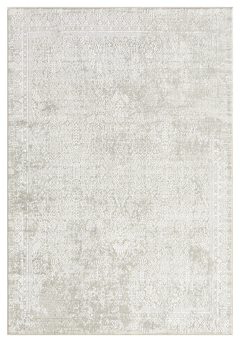 Cecilia Grey and Ivory Distressed Floral Rug