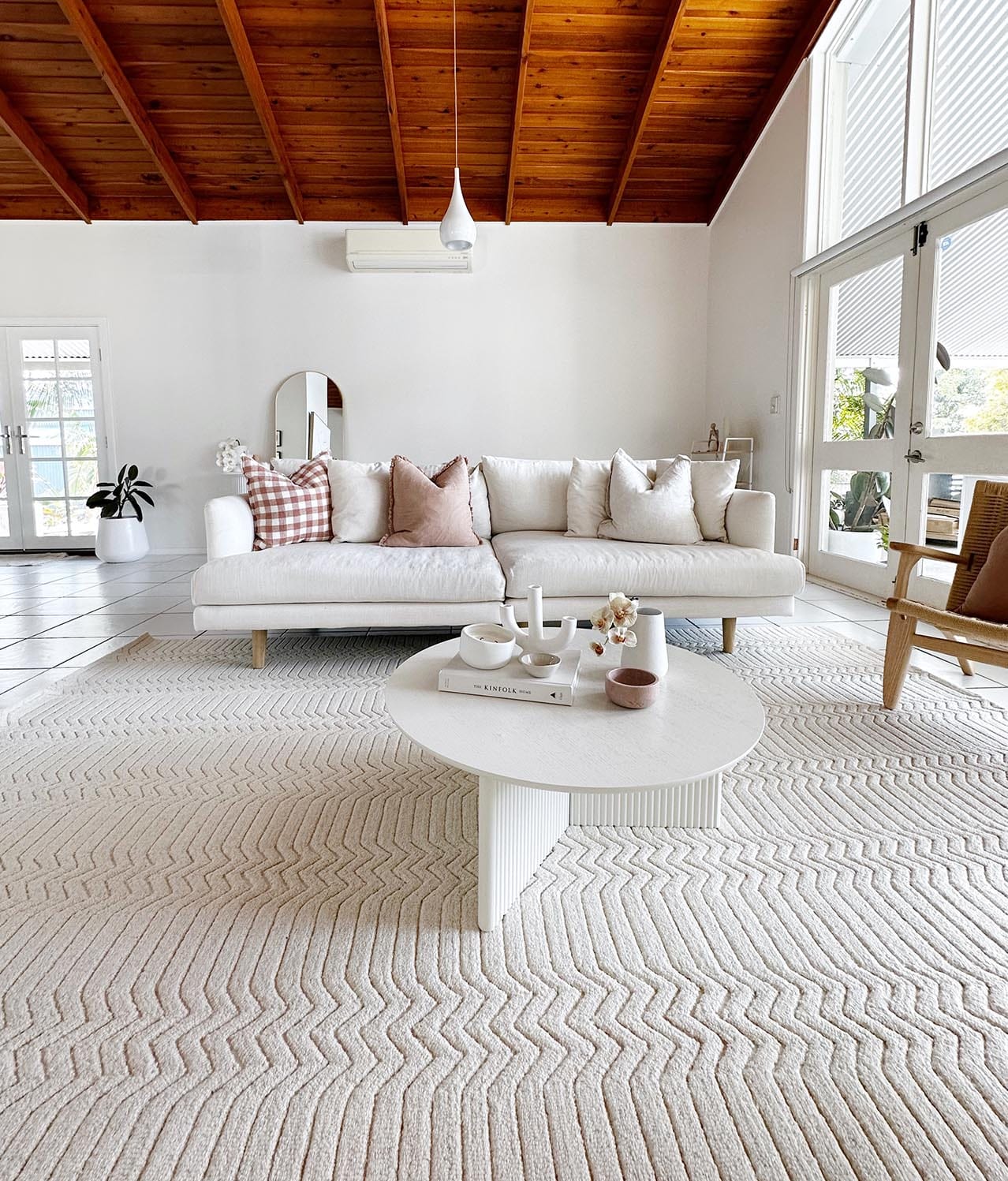 Cualli Ivory Cream Textured Rug