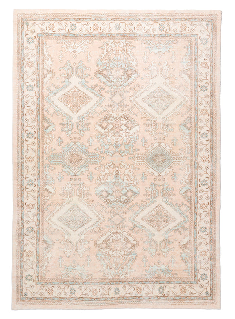 Edwina Peach and Blue Distressed Washable Rug