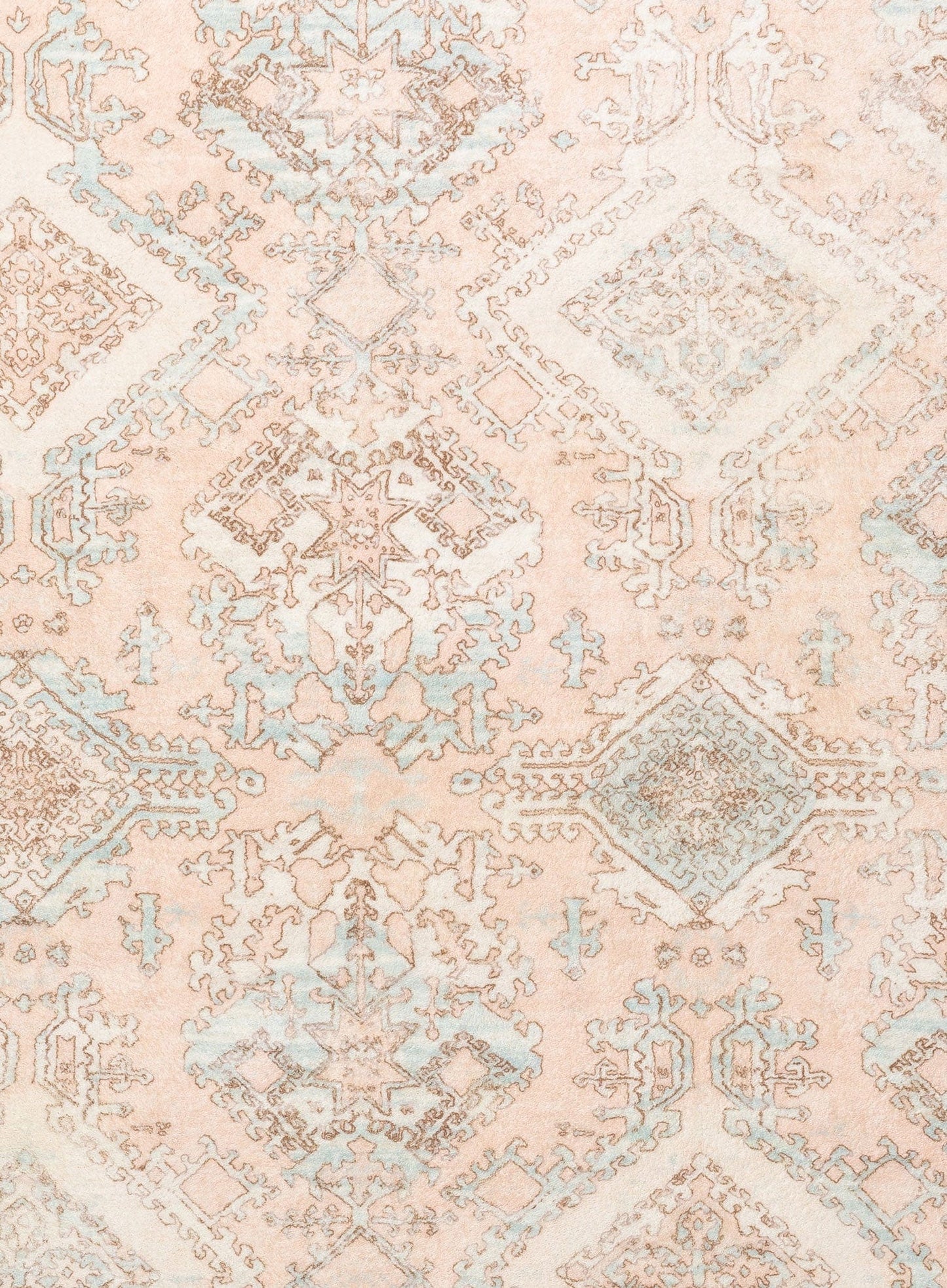 Edwina Peach and Blue Distressed Washable Rug