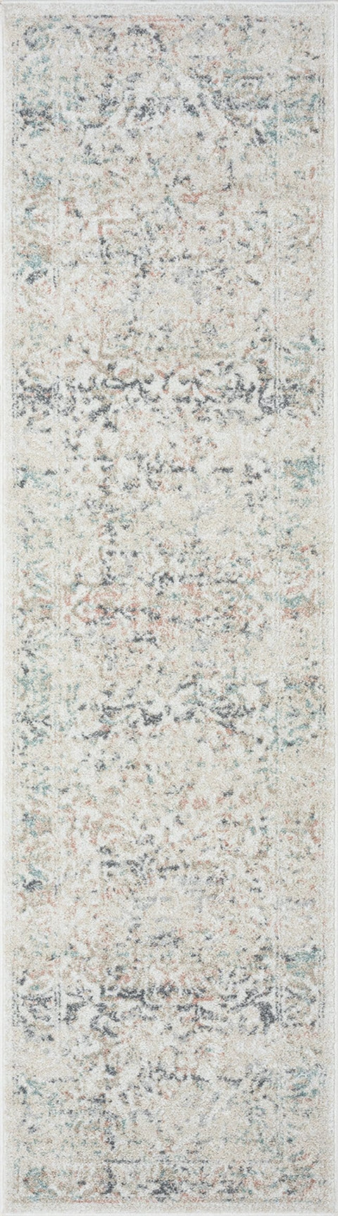 Elouise Cream And Grey Multi-Color Traditional Floral Runner Rug