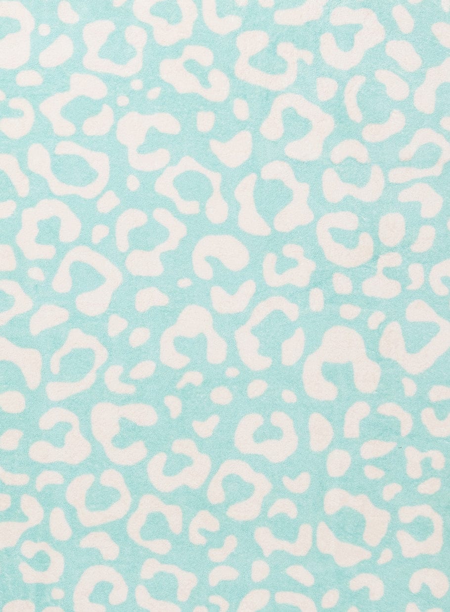 Esmeralda Pink and Mint Green Leopard Print Washable Rug*NO RETURNS UNLESS FAULTY