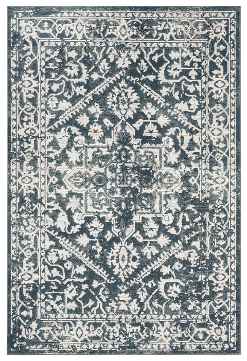 Fahri Charcoal Grey And Ivory Traditional Distressed Rug