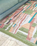 Fern Green and Orange Multi-Color Abstract Tribal Indoor Outdoor Rug