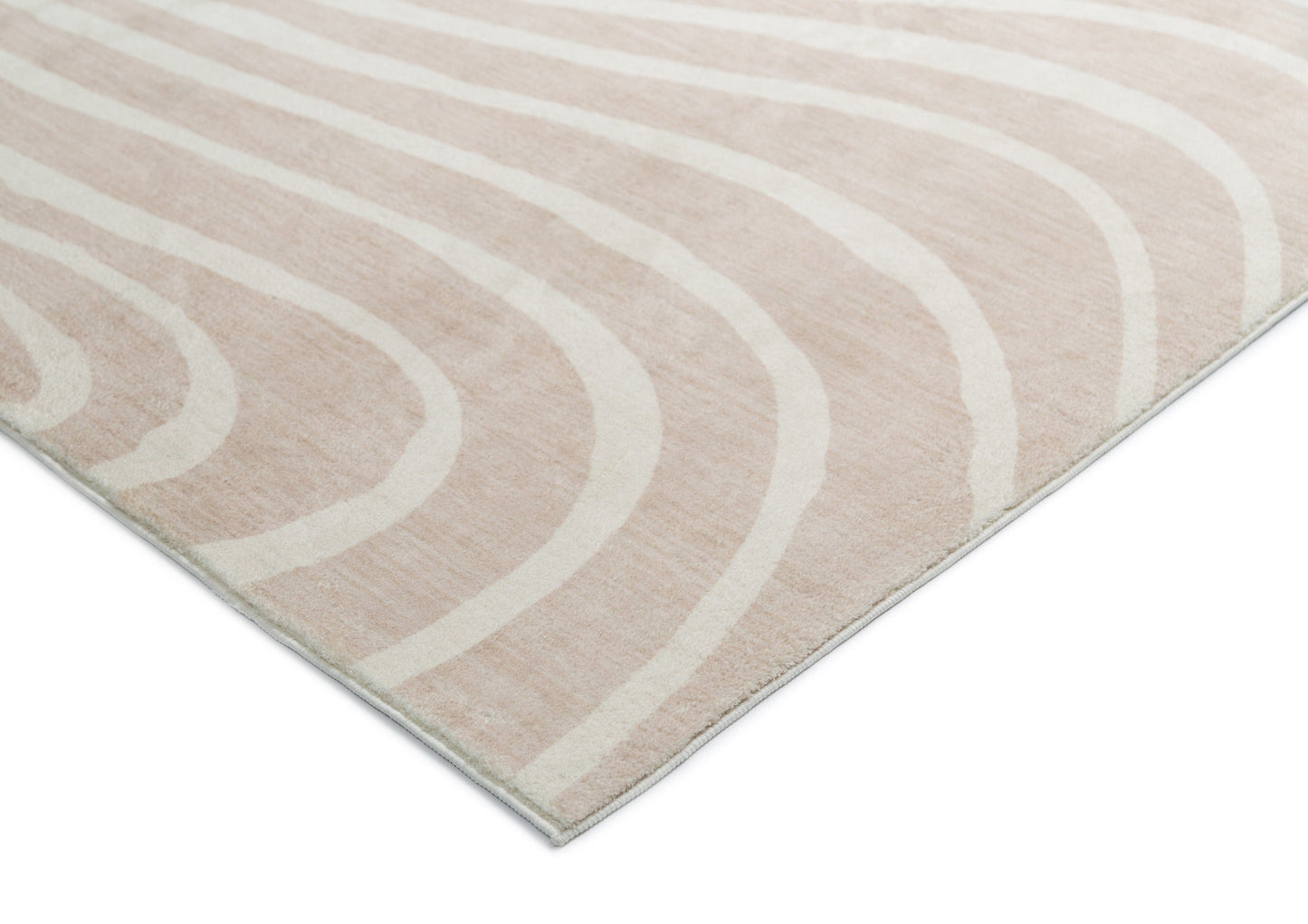 Glis Ivory and Beige Lines Washable Rug