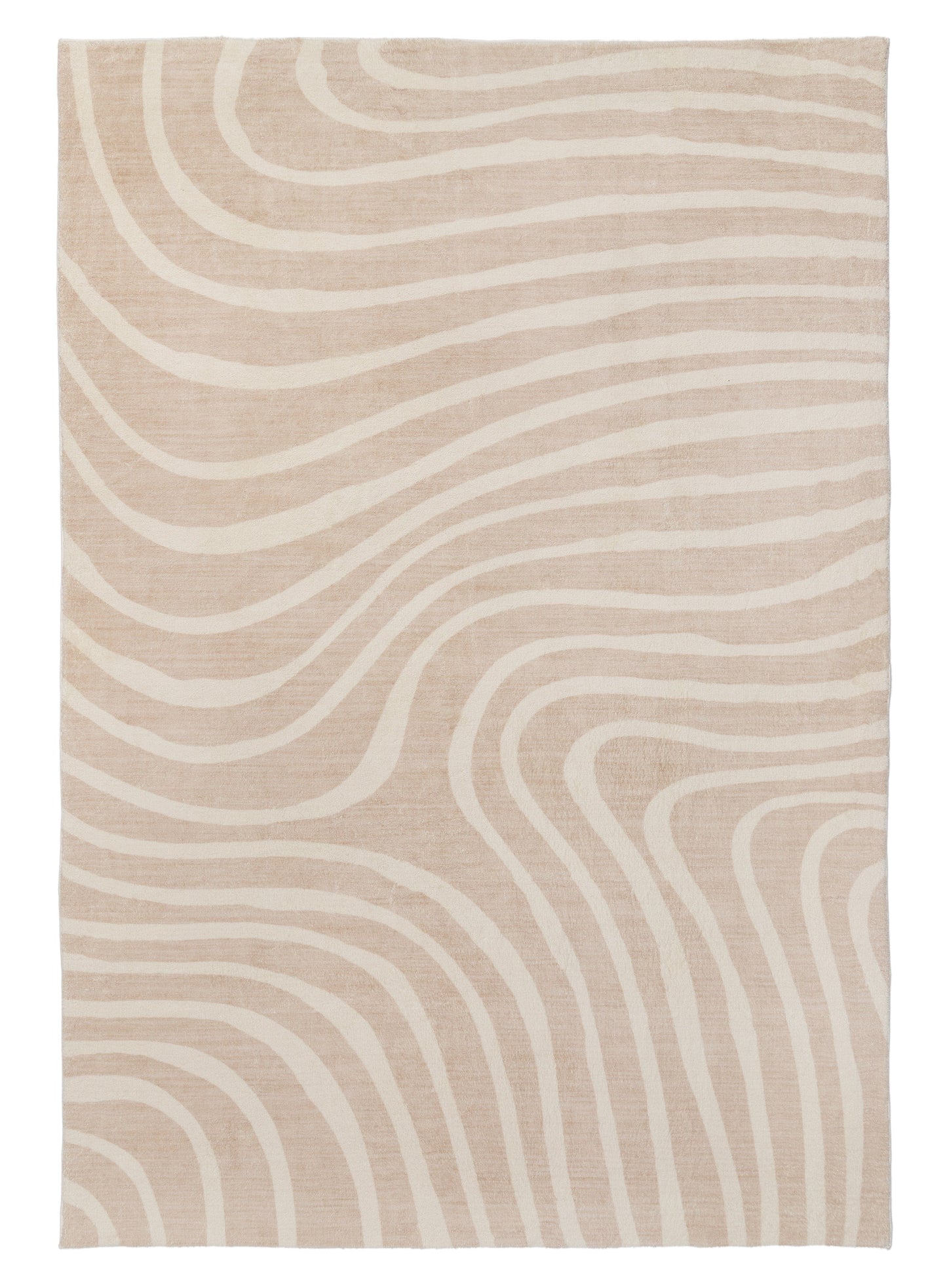 Glis Ivory and Beige Lines Washable Rug