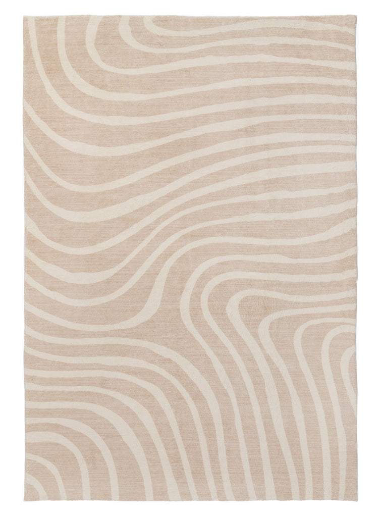 Glis Ivory and Beige Lines Washable Rug