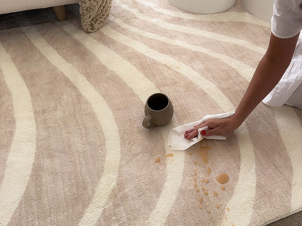 Glis Ivory and Beige Lines Washable Rug