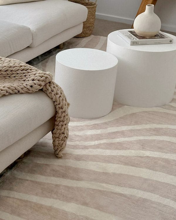Glis Ivory and Beige Lines Washable Rug