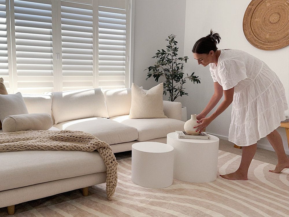 Glis Ivory and Beige Lines Washable Rug