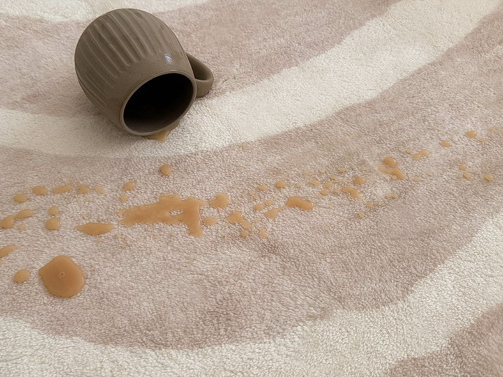 Glis Ivory and Beige Lines Washable Rug