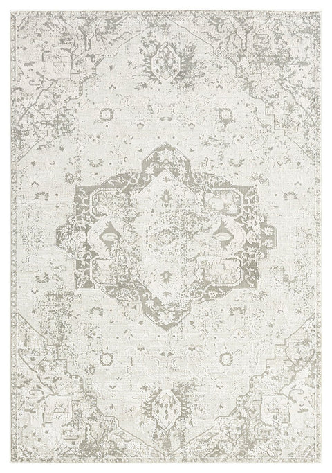 Henrietta Grey and Ivory Distressed Floral Rug