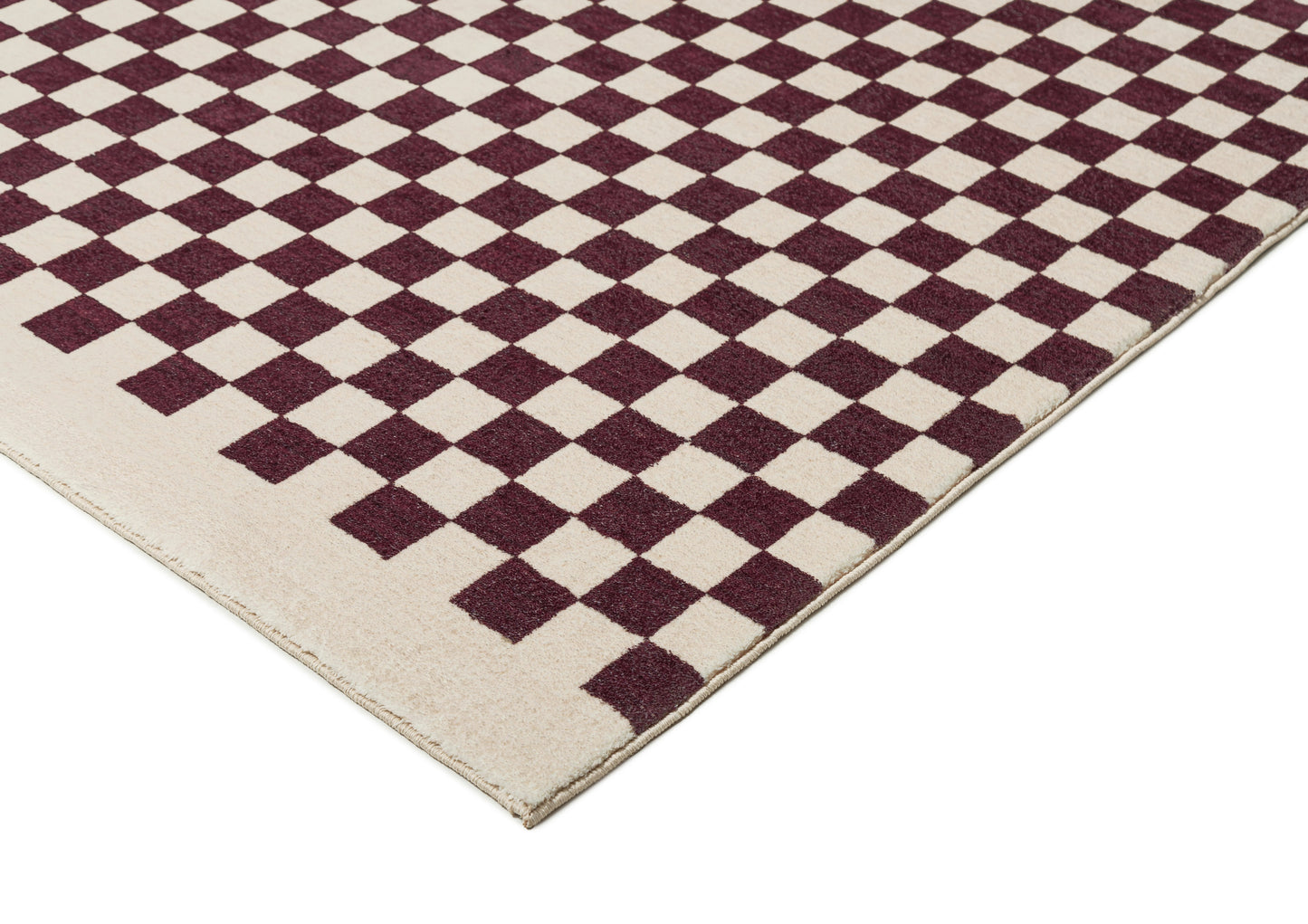 Hermosa Burgundy and Cream Checkered Washable Rug