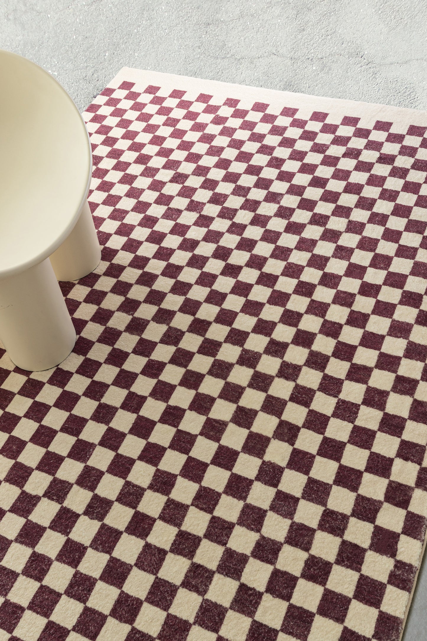 Hermosa Burgundy and Cream Checkered Washable Rug