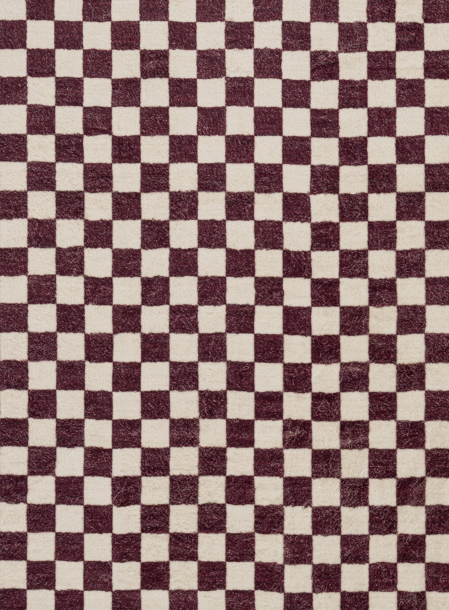 Hermosa Burgundy and Cream Checkered Washable Rug