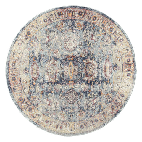 Huxley Blue and Purple Multi-Color Distressed Round Rug