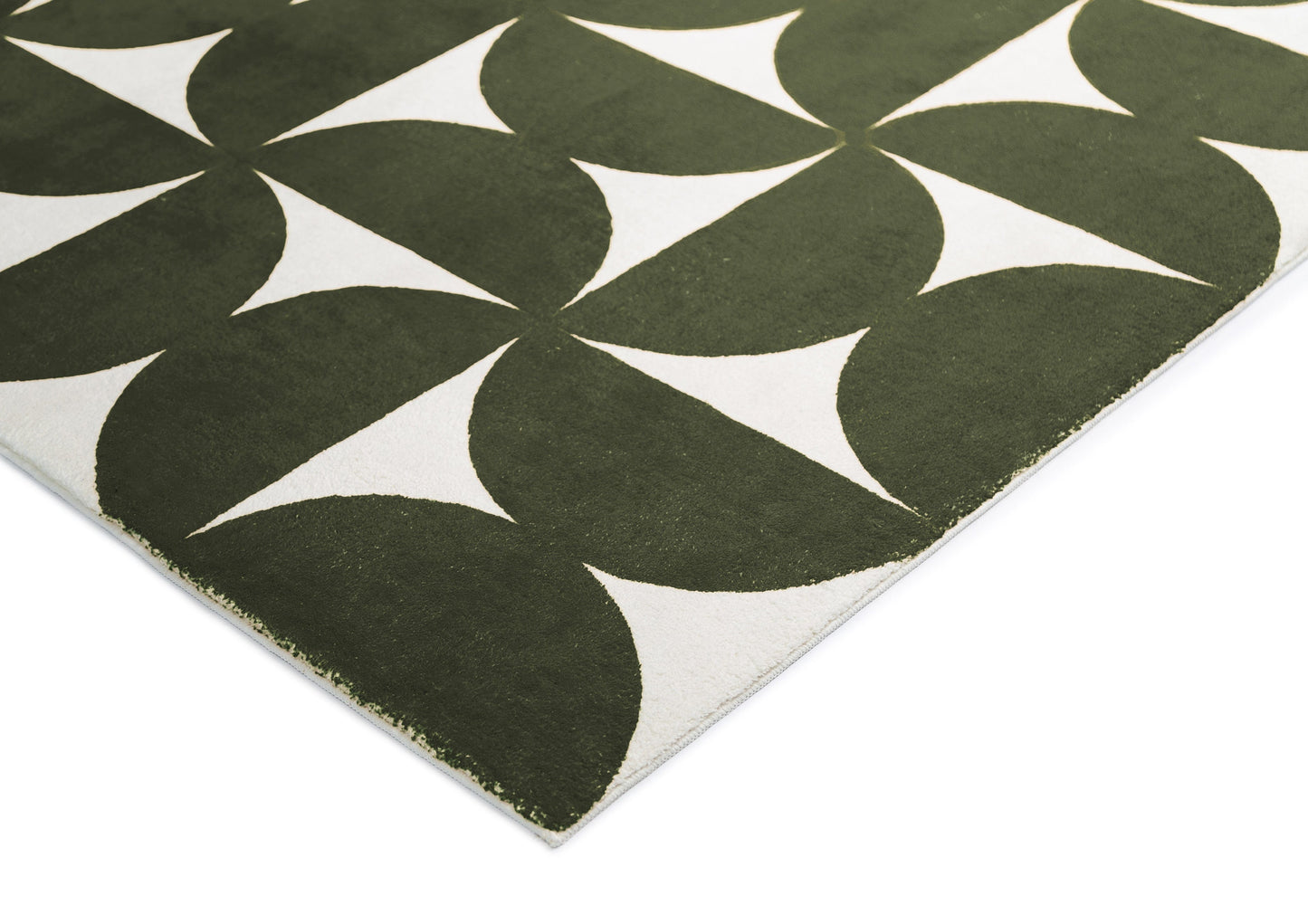 Jardime Green and Ivory Geometric Washable Rug