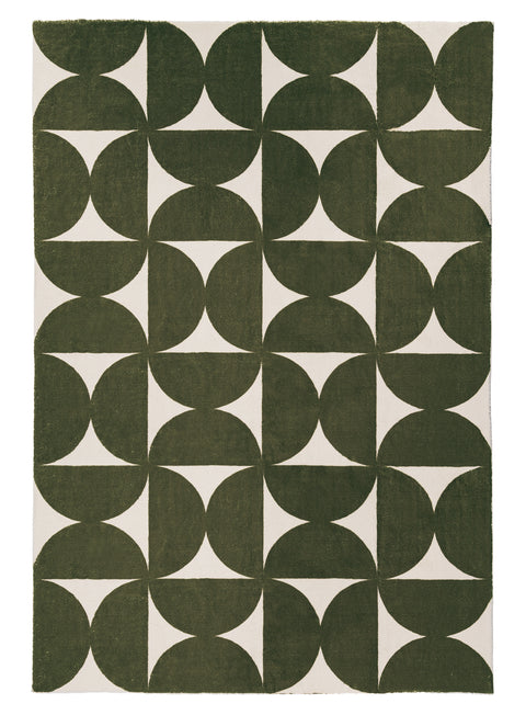Jardime Green and Ivory Geometric Washable Rug