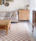 Jazine Cream and Brown Chequered Washable Rug