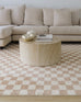 Jazine Cream and Brown Chequered Washable Rug