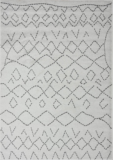 Junya Grey And Ivory Abstract Tribal Pattern Rug