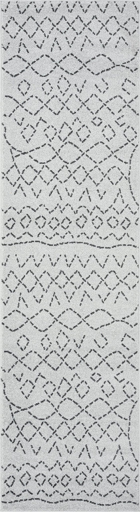 Junya Grey And Ivory Abstract Tribal Pattern Runner Rug