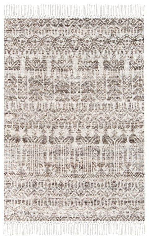 Kalena Brown and Ivory Transitional Tribal Rug