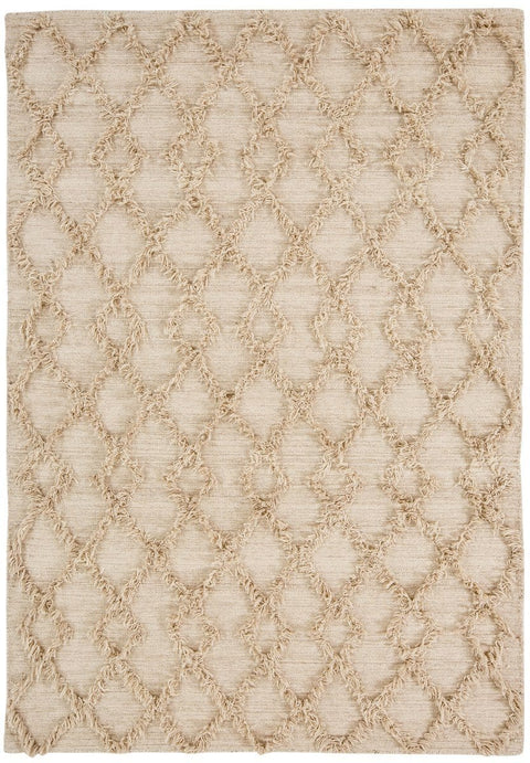 Karoline Diamond Pattern Beige Wool Rug