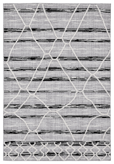 Lena Grey Black Abstract Textured Rug