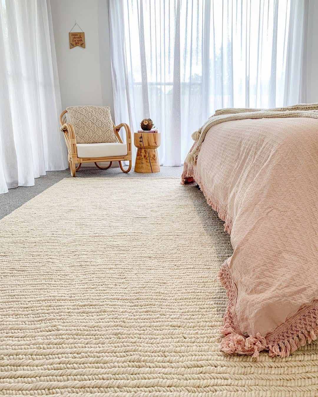 Linnea Beige Herringbone Braided Wool Rug