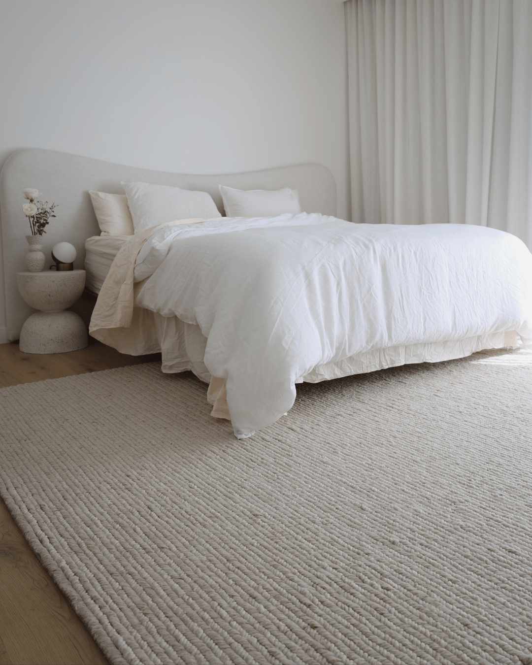 Linnea Beige Herringbone Braided Wool Rug