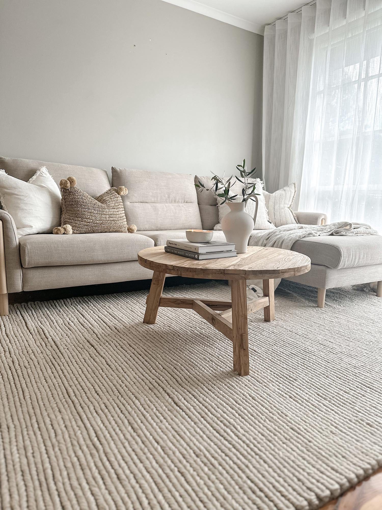 Linnea Beige Herringbone Braided Wool Rug