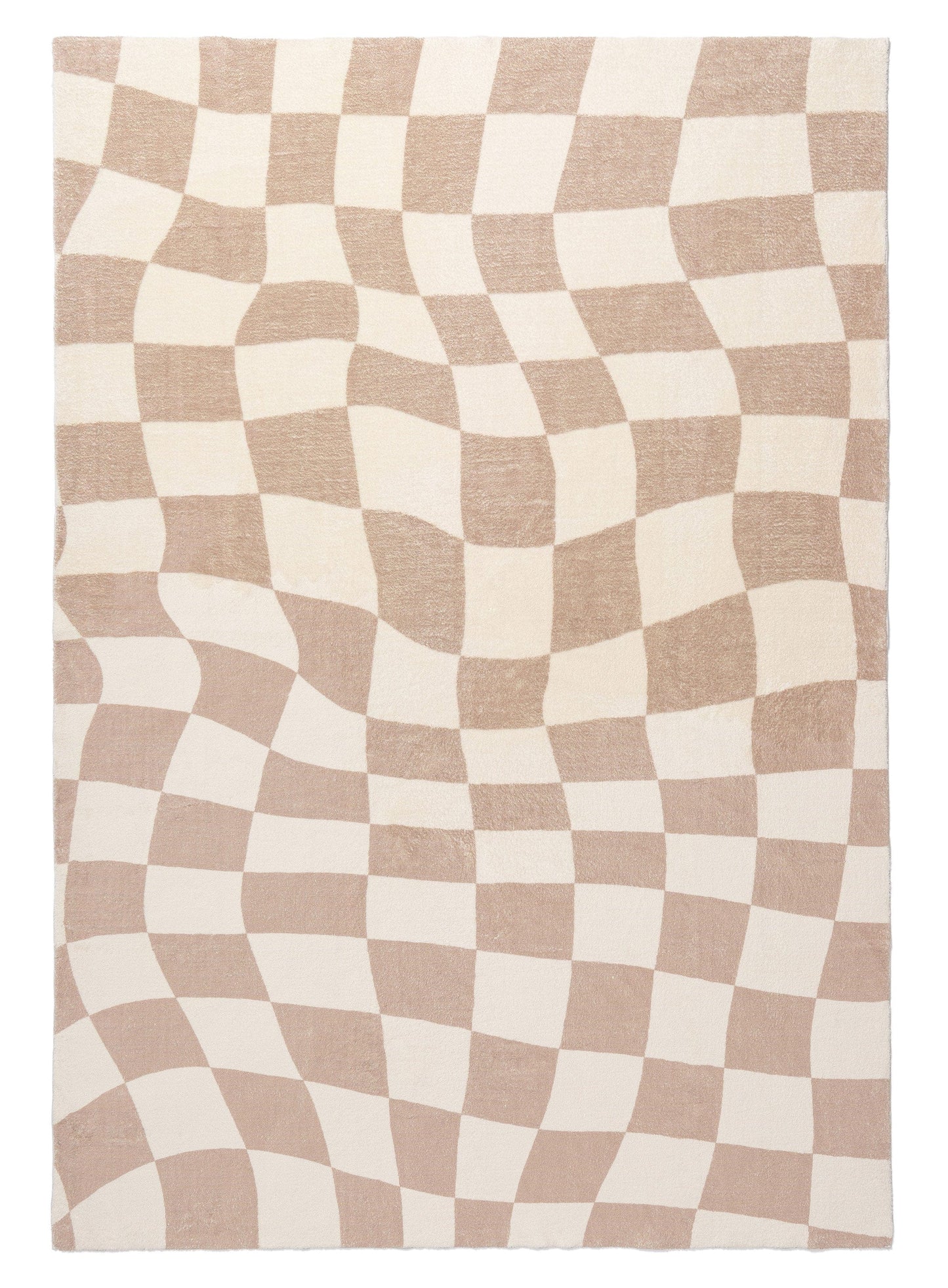 Logan Beige and Ivory Abstract Checkered Washable Rug