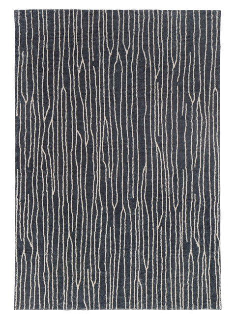 Malha Black and Ivory Stripe Washable Rug