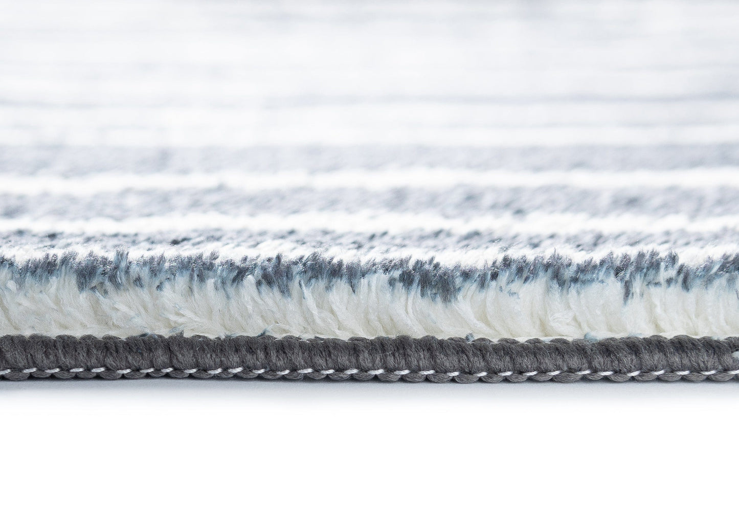 Malha Black and Ivory Stripe Washable Rug