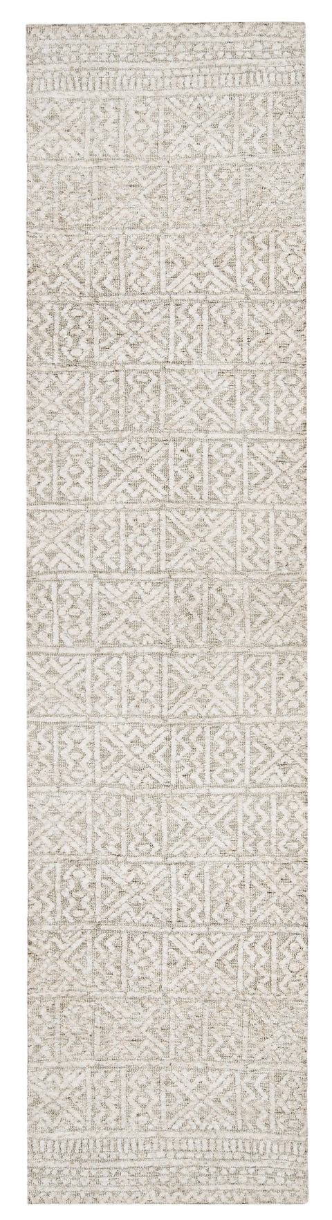Melia Grey and Ivory Tribal Textured Runner Rug