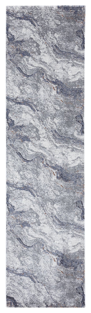 Nami Blue Stone and Bronze Marble Transitional Motif Runner Rug
