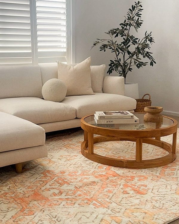 Neride Orange and Cream Tribal Washable Rug