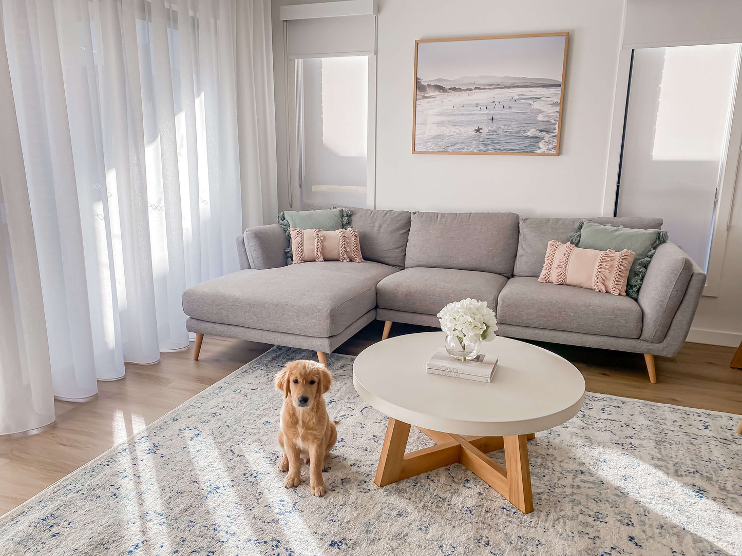 Noor Blue and Ivory Traditional Distressed Rug