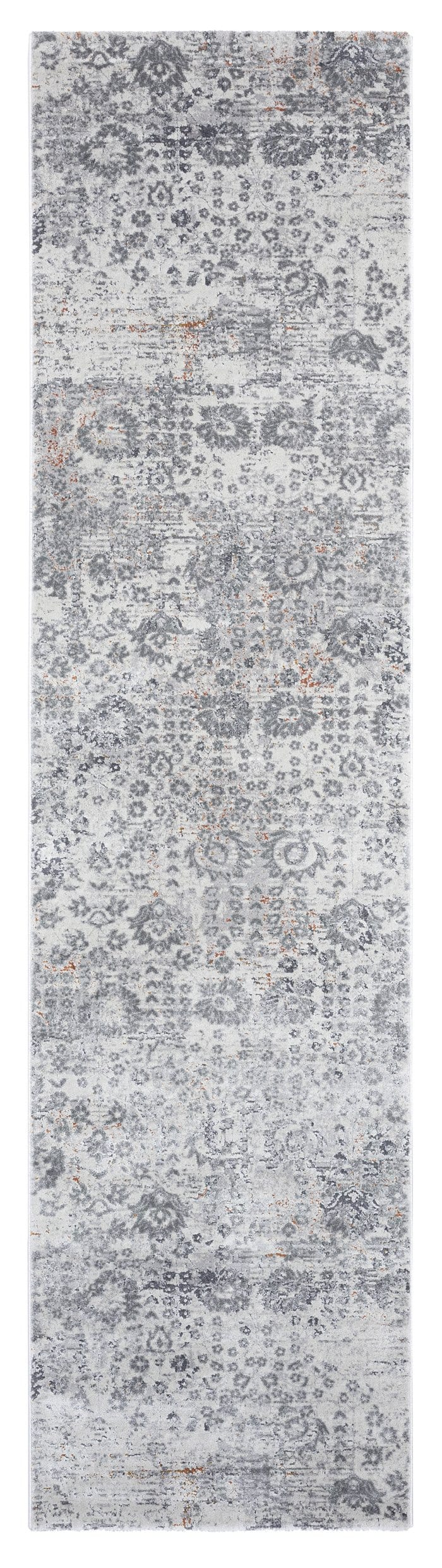 Ophelia Stone Grey Traditional Distressed Medallion Runner Rug