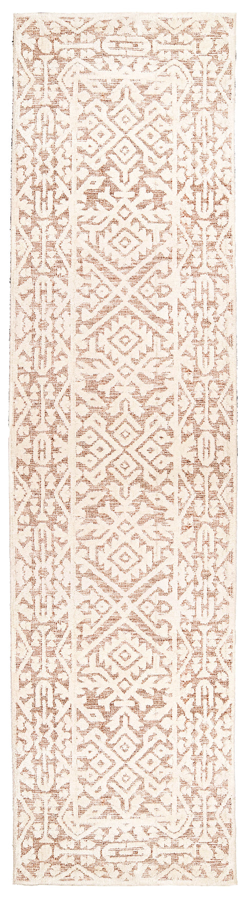 Paloma Peach and Ivory Tribal Patterned Runner Rug