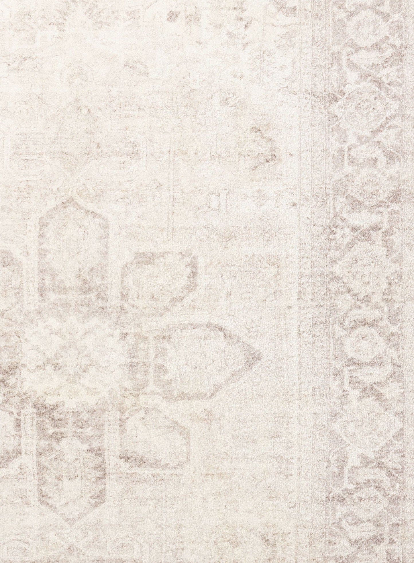 Patina Cream and Beige Distressed Washable Rug