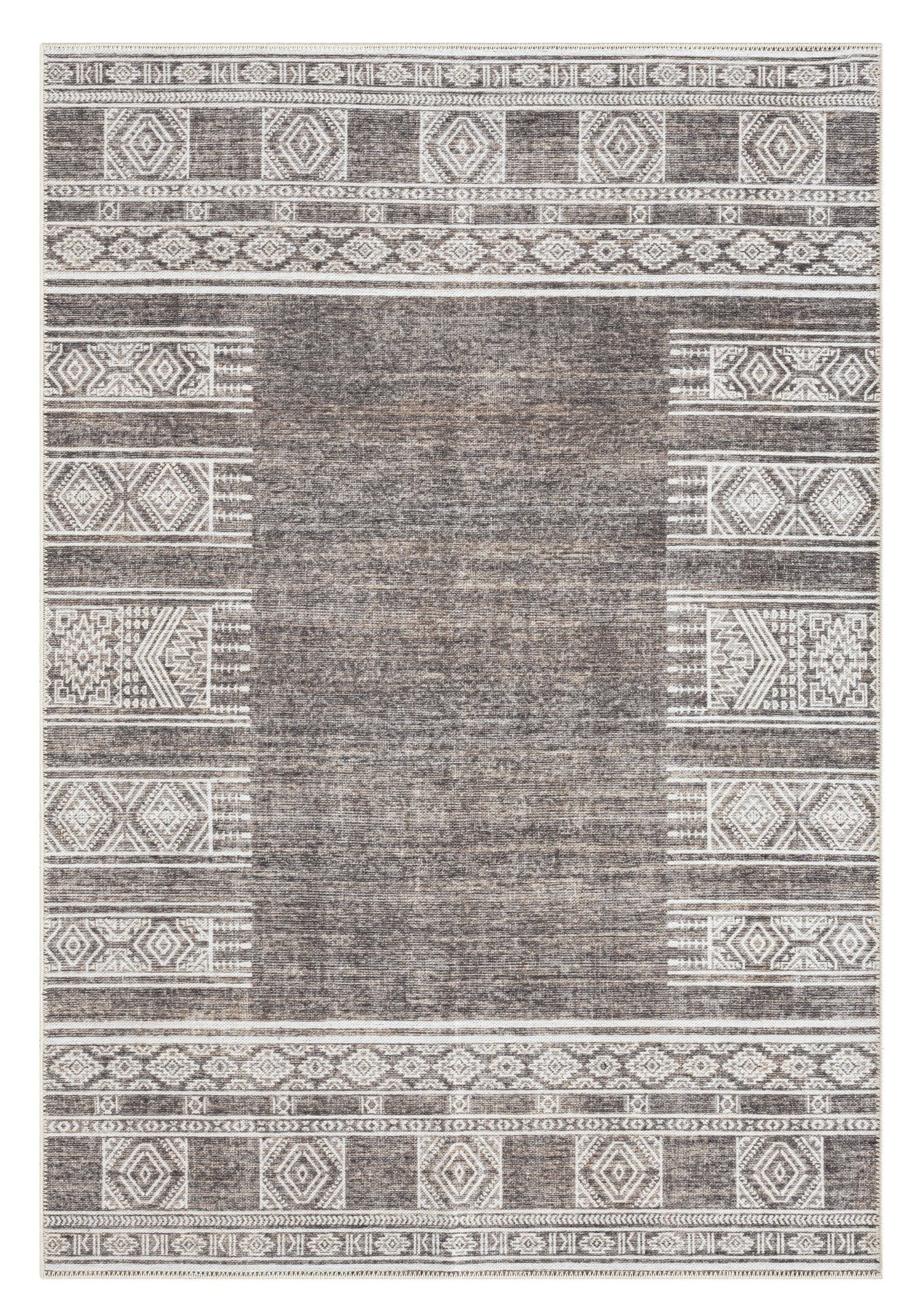 Raia Charcoal and Grey Tribal Distressed Washable Rug*NO RETURNS UNLESS FAULTY