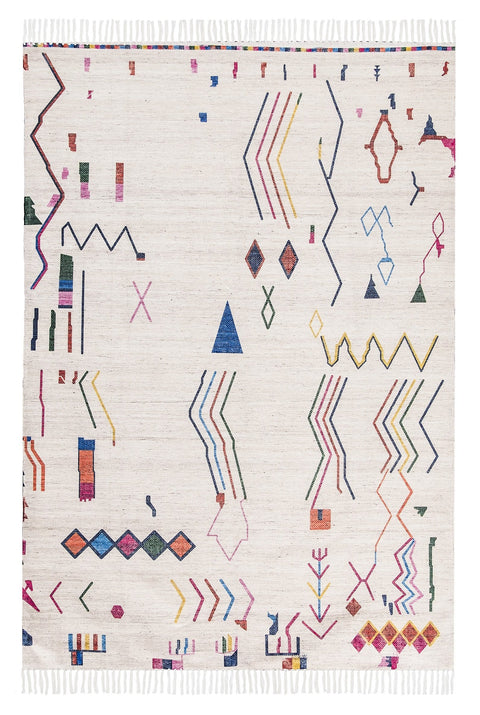 Remi Ivory Multi-Color Abstract Tribal PET Beach and Picnic Rug
