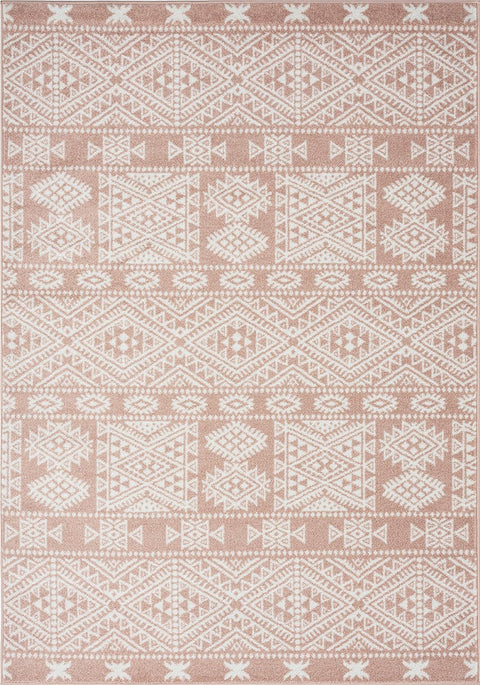 Rita Peach And Ivory Tribal Pattern Rug