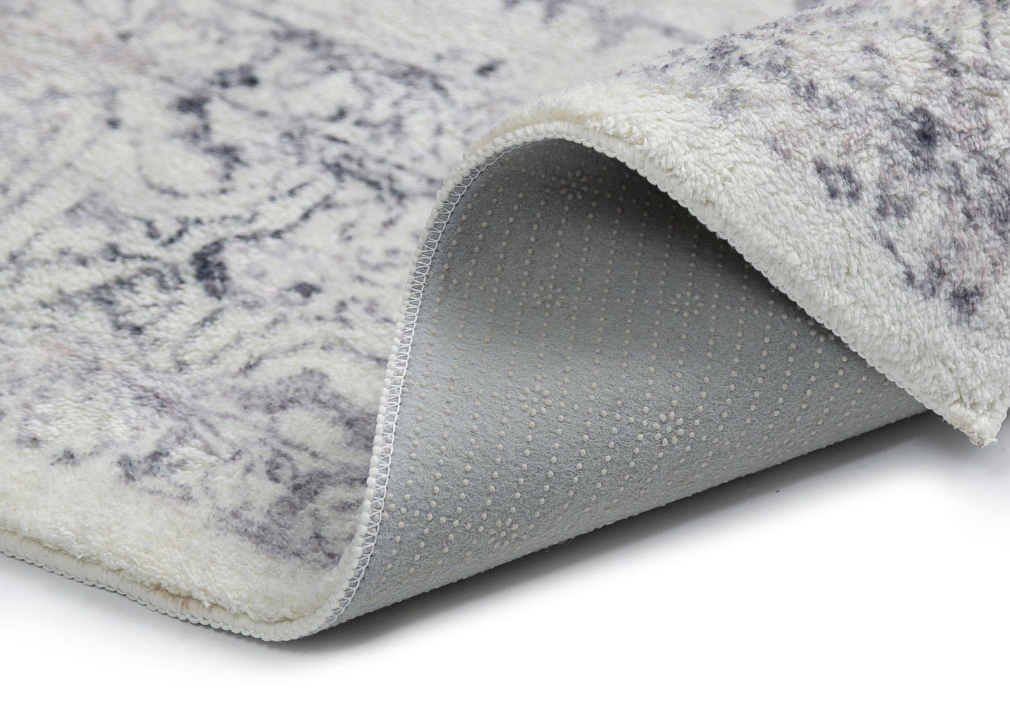 Sakalar Grey Floral Medallion Washable Rug