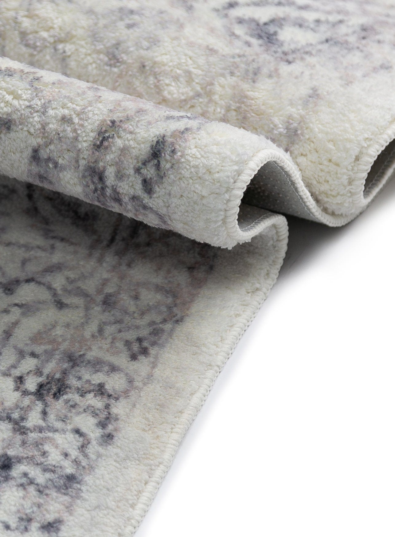 Sakalar Grey Floral Medallion Washable Rug