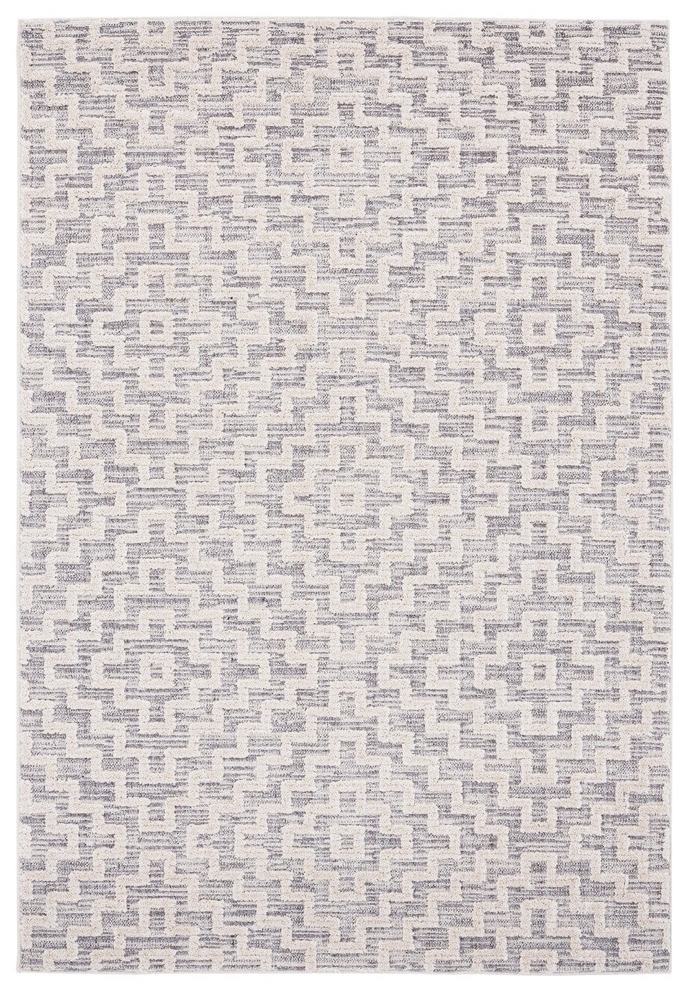 Sarita Ivory and Grey Geometric Textured Rug